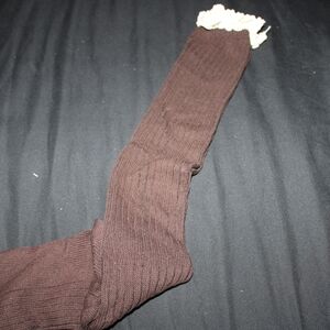 Brown Ribbed Hosiery Socks